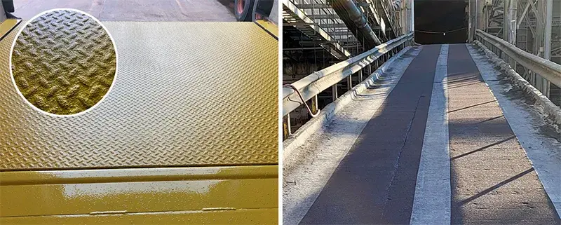 anti-slip coating on dock leveler and loading ramp