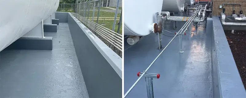 acid resistant protective coating for concrete secondary containment area