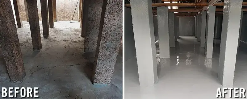cooling tower basin repair and coating before and after example