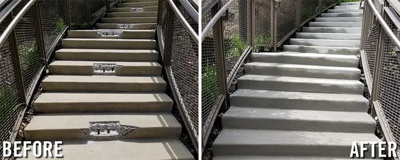 concrete step repair before and after