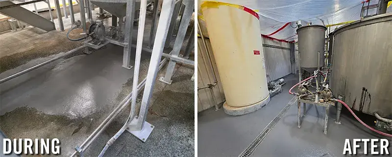 secondary containment area concrete repair and protective coating example