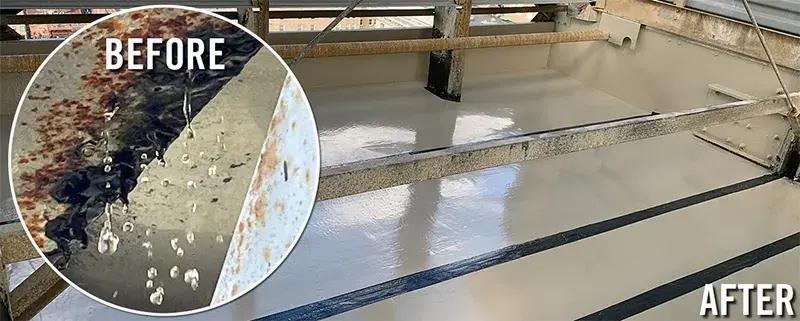 cooling tower basin leak repair example