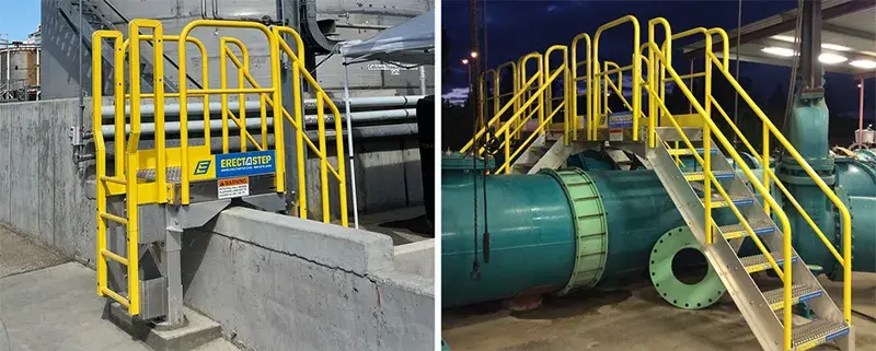 crossover ladders provide safe access over pipes and concrete walls