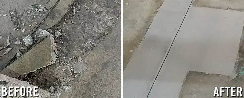 concrete expansion joint repair before and after example