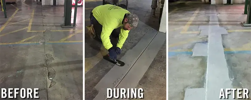 cracked concrete expansion joint repair process