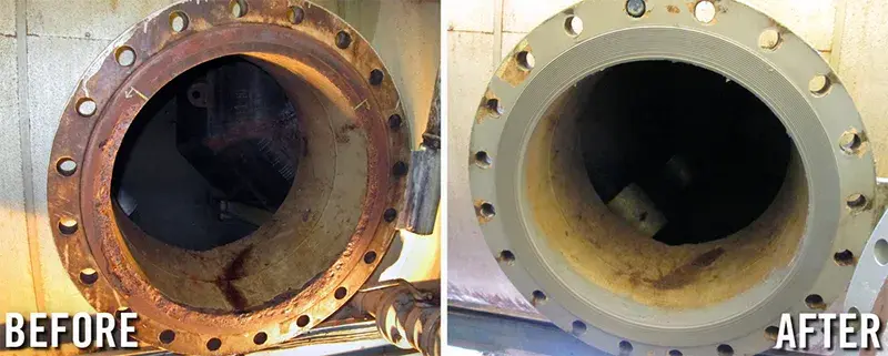 pipe flange face corrosion repair before and after