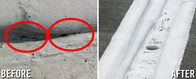 roof gutter leak sealing before and after
