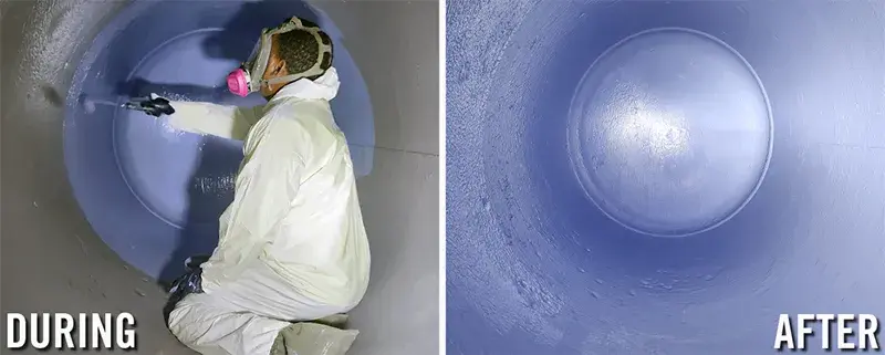 protective coating layers are applied to the interior of a vessel