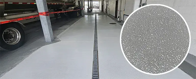 anti-slip protective floor coating around drain area