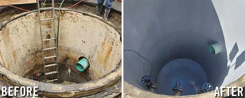 manhole concrete restoration before and after