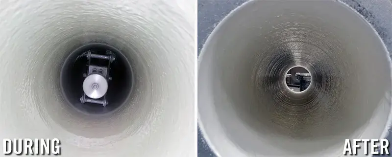 protective coating is applied to a pipe interior via rotating sprayer