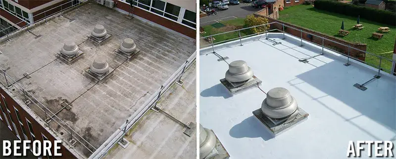 waterproof roof membrane before and after example