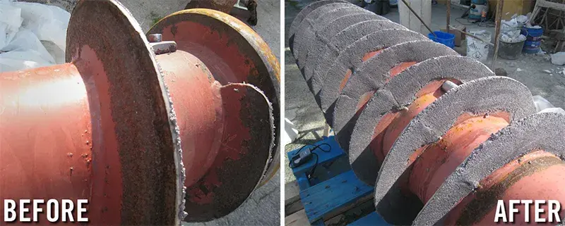 screw conveyor rebuild before and after example