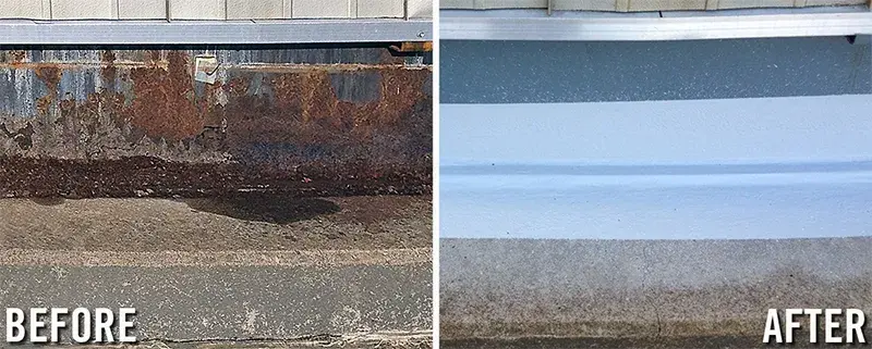 tank base corrosion repair before and after example