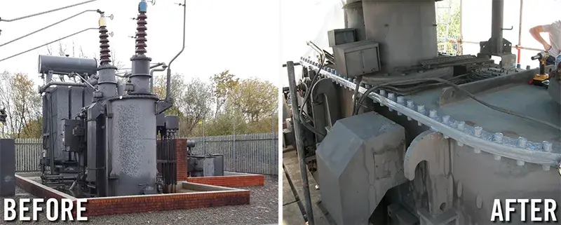 transformer oil leak repair before and after example