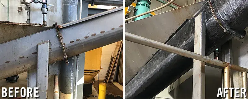 metal repair of grit classifier corrosion before and after example