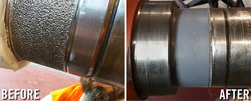 in situ wind turbine shaft rebuild before nd after example