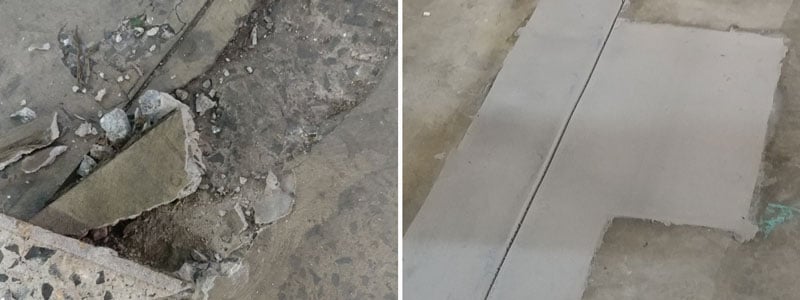 concrete expansion joint repair before and after example