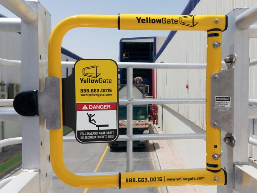 yellowgate swing gate in elevated maintenance platform area