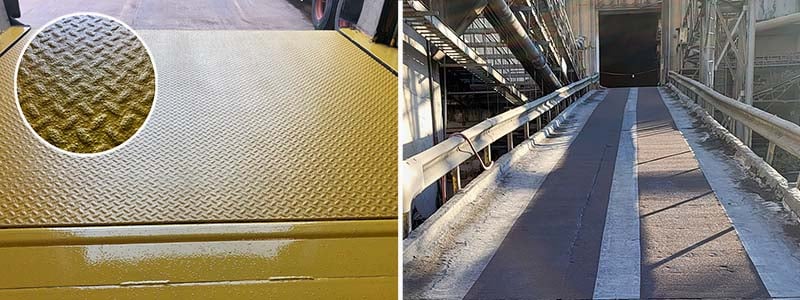 non-slip coating on dock leveler and loading ramp