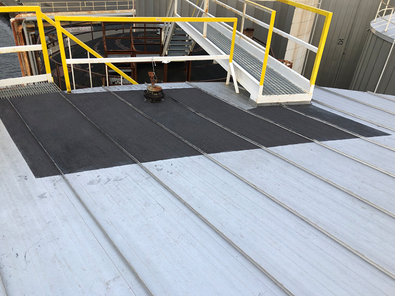 Belzona non-skid coating applied to tank roof area for improved safety