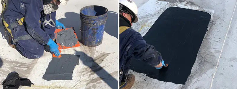 repair of holes in storage tank tank roof