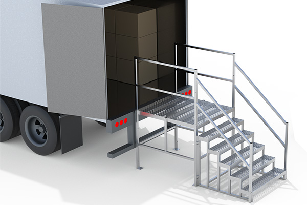 semi-trailer portable stairs with platform