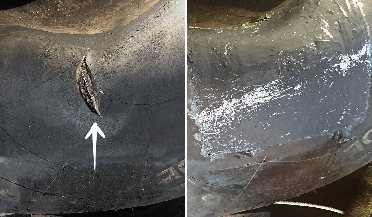 rubber marine fender repair before and after