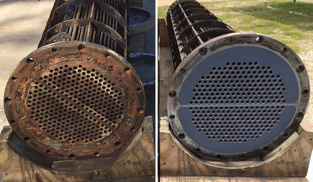 chiller tube sheet repair coating before and after