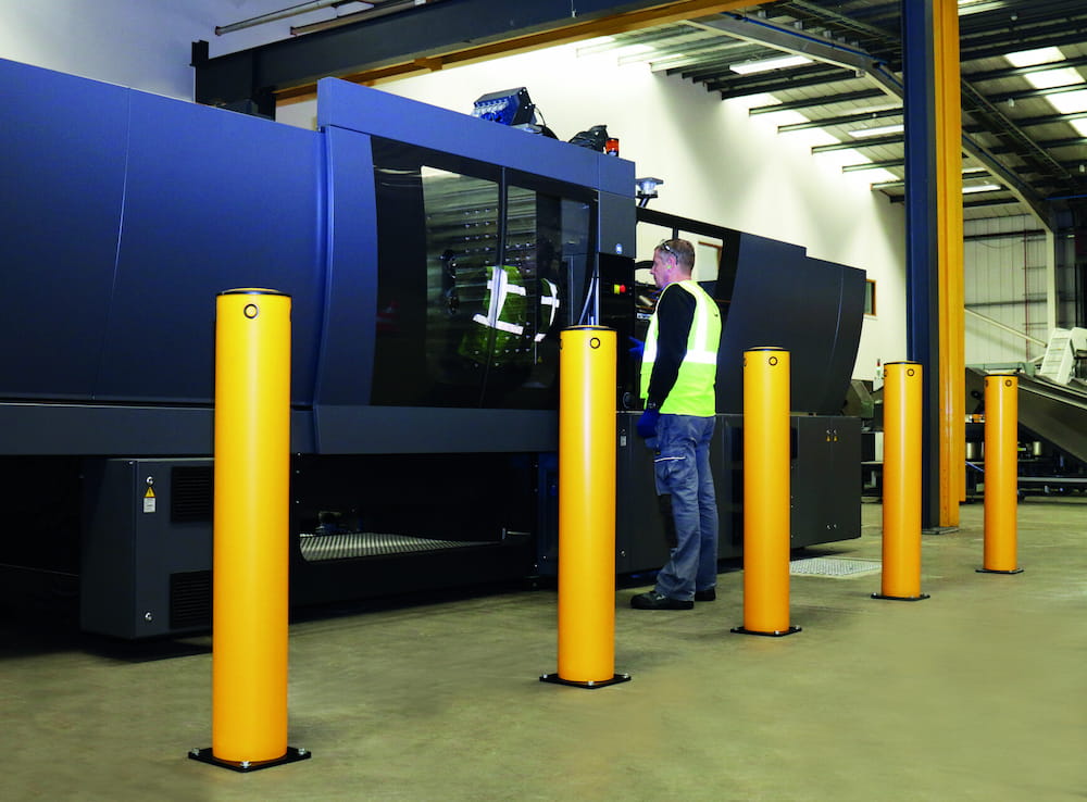 flexible bollards protect machinery from forklift collision