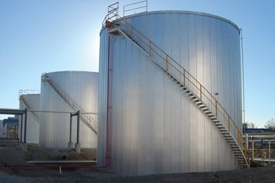 three storage tanks insulated for energy savings