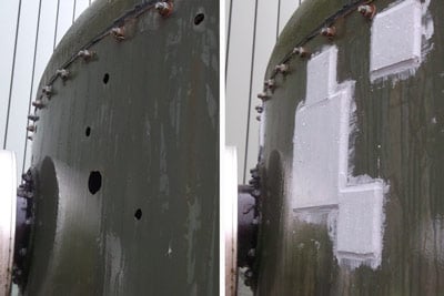 holed tank repair with cold plate bonding