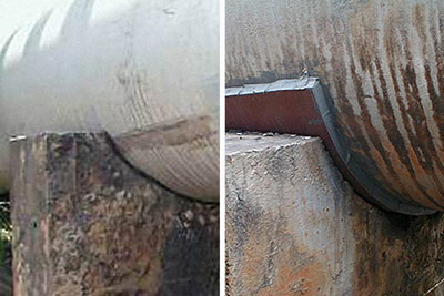 Pipe support repair using shoe plate