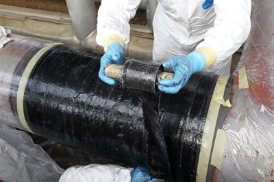 composite pipe wrap corrosion repair in process