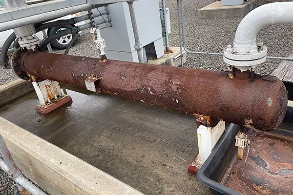 corrosion under insulation damaged fuel oil heater cylinder
