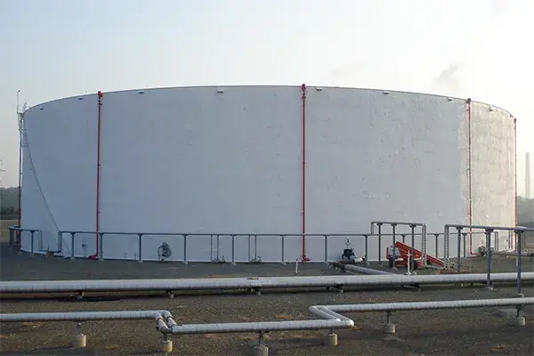 insulated storage tank after foam insulation and corrosion repair work