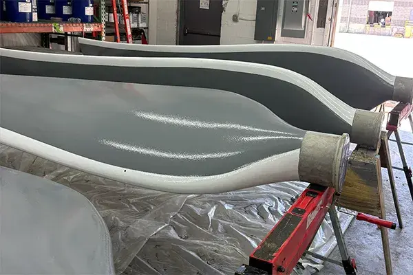 cooling tower fan blade refurbishment final coating with leading edge protection