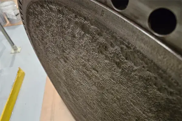 chiller end cap metal loss from corrosion example close-up