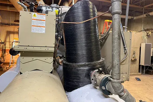 chiller corrosion under insulation damage repaired with belzona superwrap