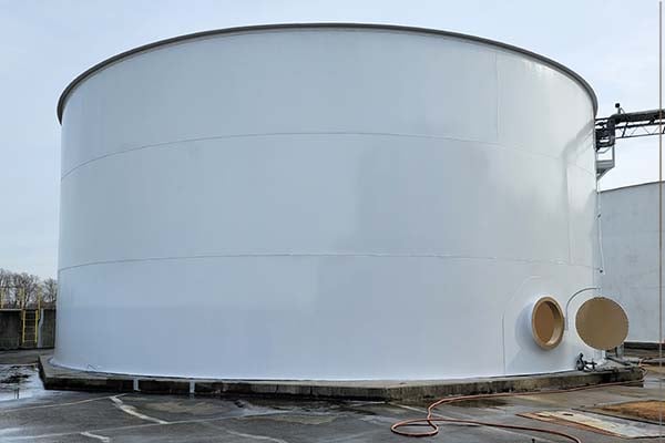 new exterior protective coating on industrial water tank