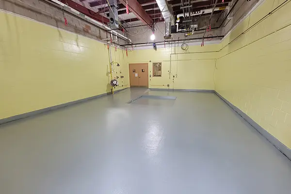 laboratory floor freshly coated with Belzona 5231 for slip and chemical resistance
