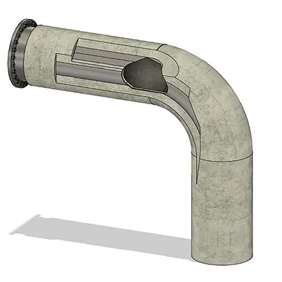 cad rendering of through wall pipe defect