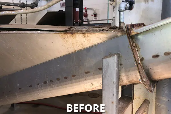 metal corrosion damage to grit screw classifier