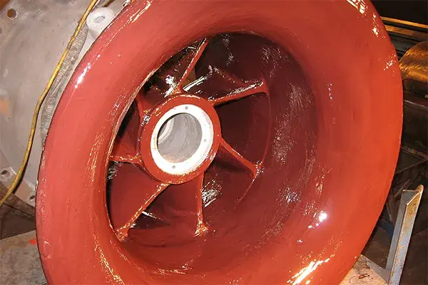 acid pump volute with belzona 4311 protective coating application