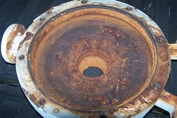 corroded chemical wastewater pump housing