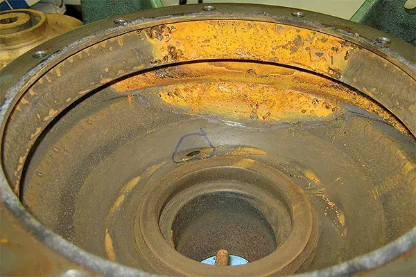 corrosion damage to boiler feed pump casing