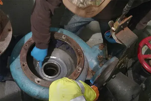 emergency lift station pump repair in process