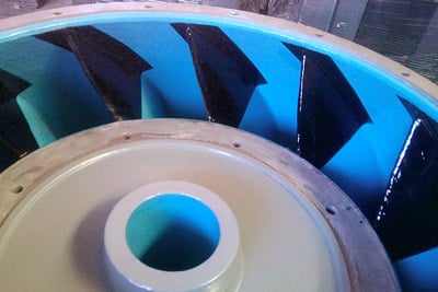 protective coating applied to pump impeller to prevent cavitation