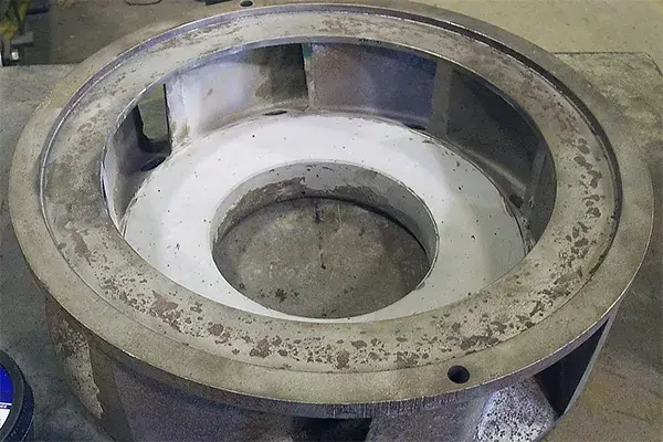 pump diffuser cavitation repaired with belzona 1111 metal repair epoxy