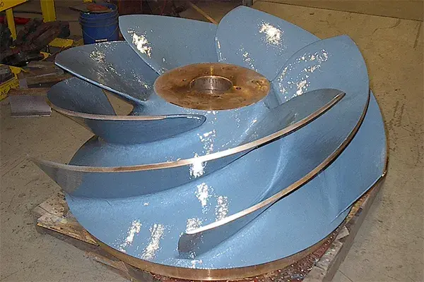 newly fabricated open impeller coated with belzona 1341 pump efficiency coating